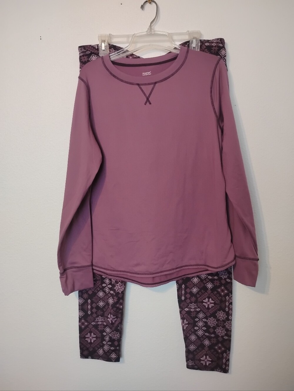 Climate Right By Cuddl Duds 2 Piece Purple Aztec Patterned Pajama Set